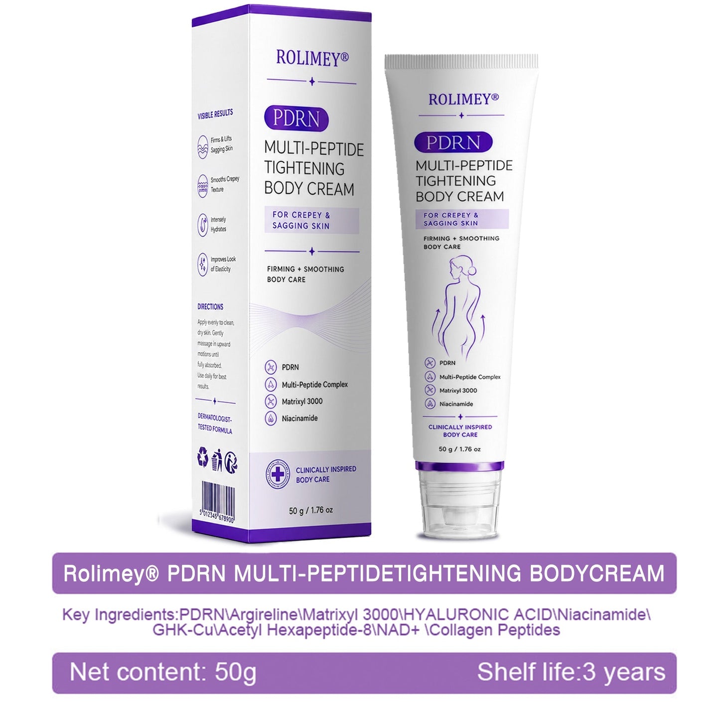 🔥🔥 Improved Version with New Packaging 2026丨⚡️ROLIMEY® PDRN Multi-Peptide Roll-On Body Cream for Firming, Regenerating & Smoothing Skin