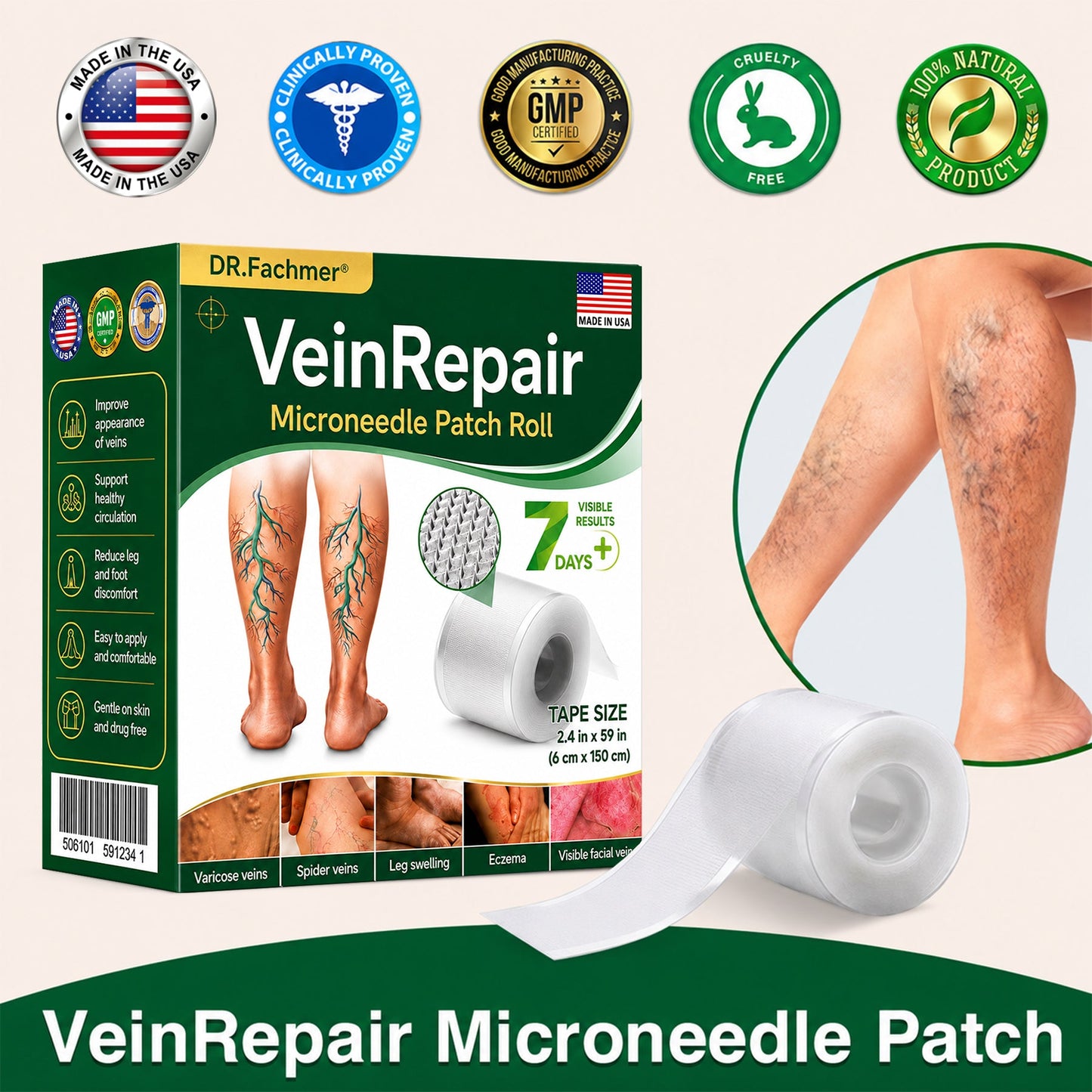 🌿DR.Fachmer® Vein Ease Microneedle Care Patch (For Spider Veins, Varicose Veins, Swelling & Leg Fatigue) - Last Day Promotion 50% OFF