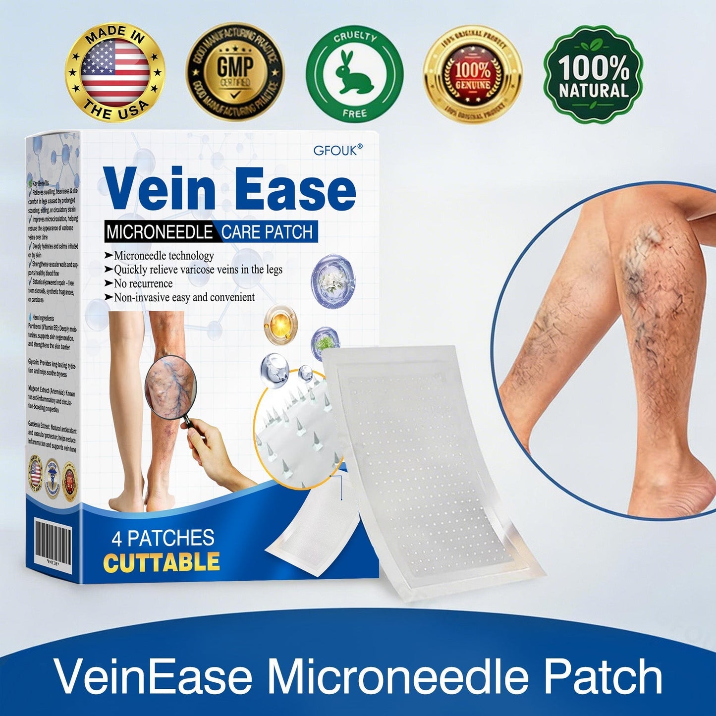 👨‍⚕️GFOUK® VeinEase Microneedle Care Patch⚡Instant Relief, Long-Term Results