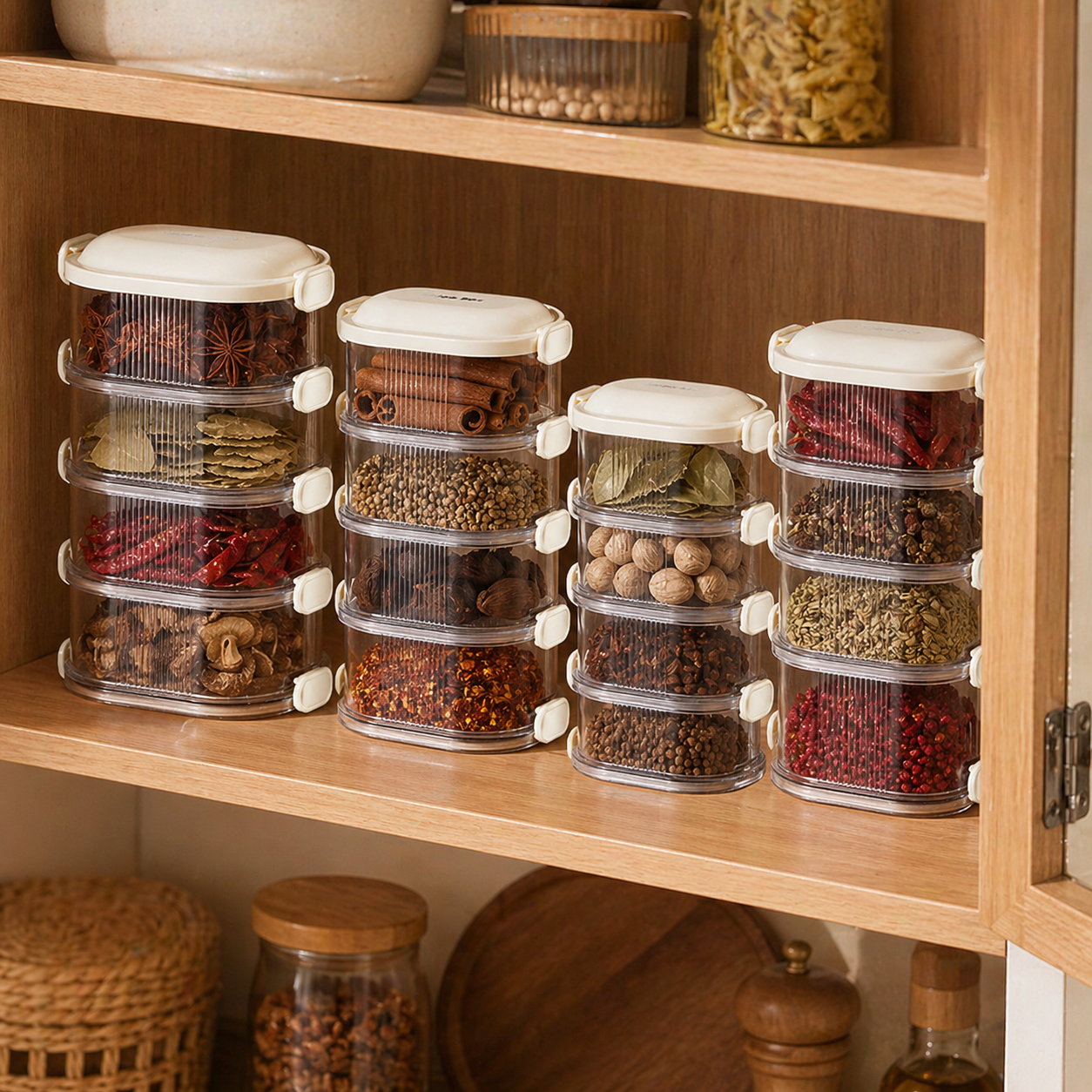kravenia® Multi-Layer Stackable Spice Organizer with Moisture Protection